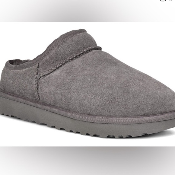 NEW UGG classic micro shearling Charcoal Suede Slip-Ons size 11 - Picture 2 of 12